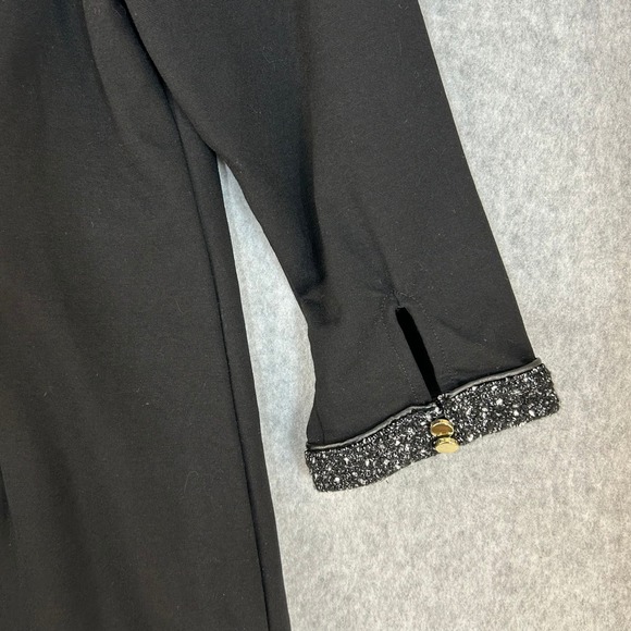 Talbots Black Sheath Dress‎ Ponte Tweed Neckline 3/4 Sleeve Office 14 Petite 14P - Picture 8 of 13
